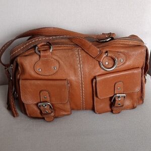 Vintage Roots Leather Tan Satchel